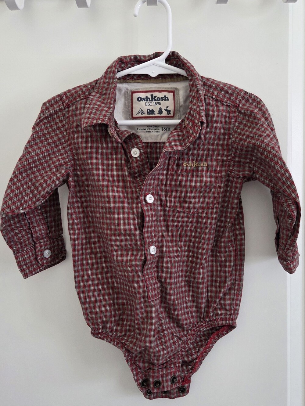 Vintage OshKosh B'gosh Plaid Onesie